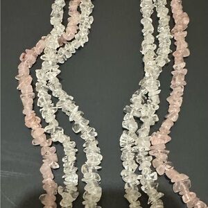Rose Quartz (2) and Clear Quartz (1) Necklace Set 32” each